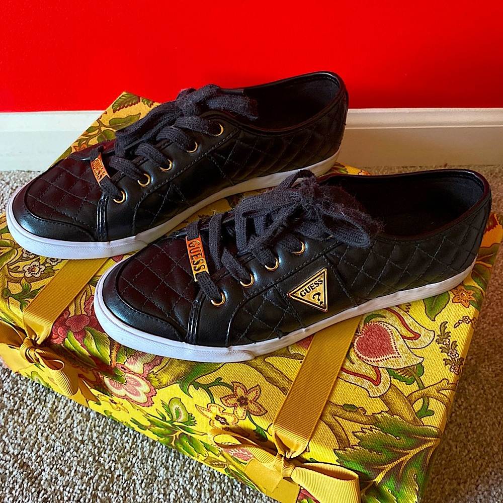 Black and gold guess sneakers